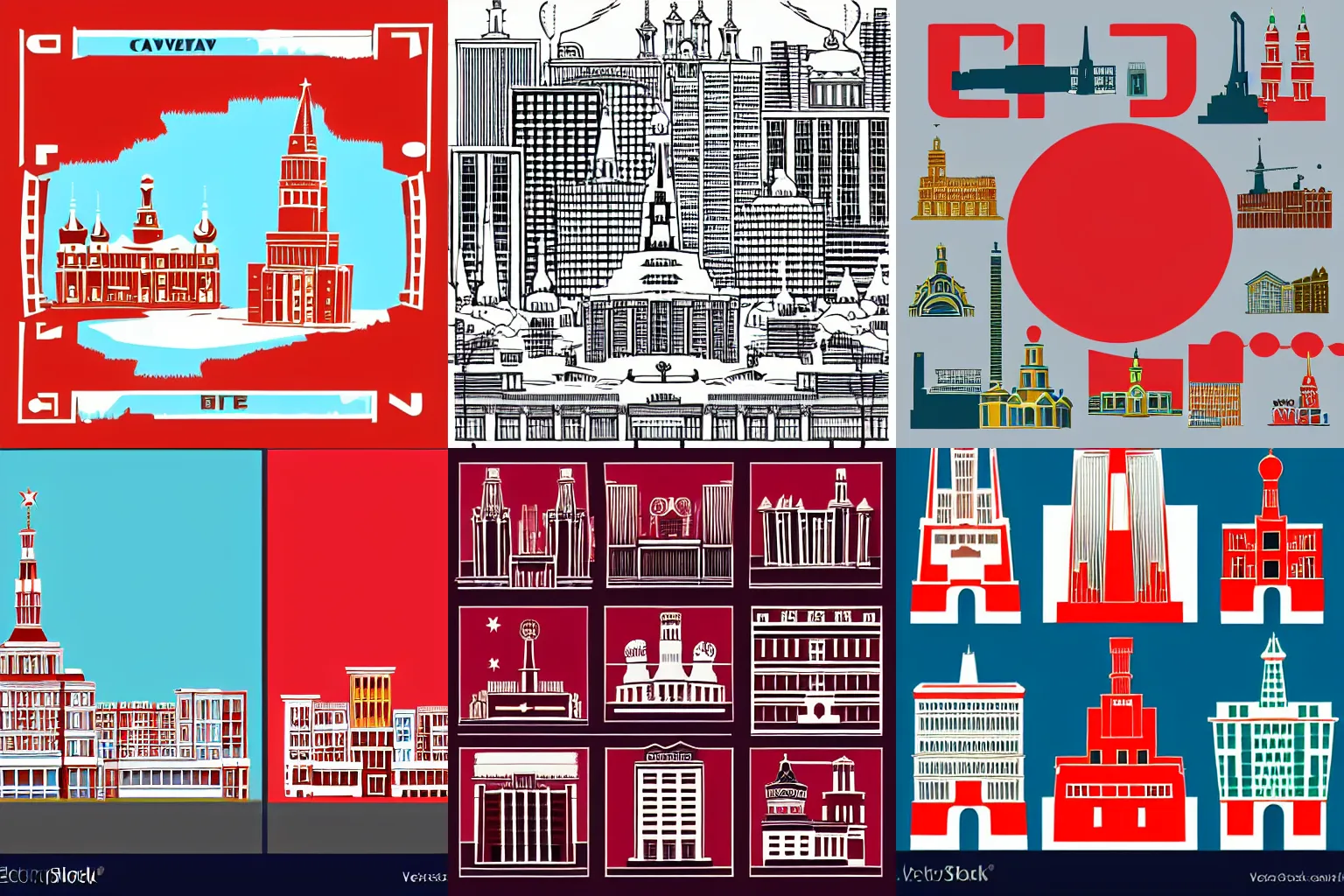 Prompt: soviet city in vector style