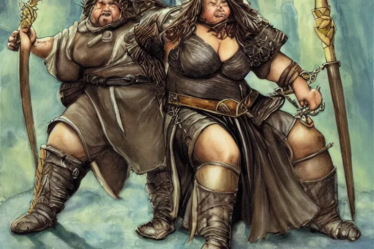 Prompt: chubby stocky and short dwarven noblewoman with an bold expression| lord of the rings | Terese Nielsen |