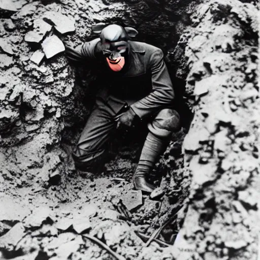 Image similar to world war i photo of batman in the trenches