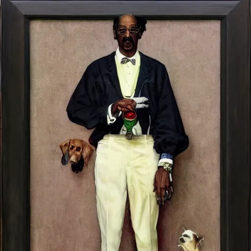 Image similar to Snoop Dogg portrait painted by Norman Rockwell