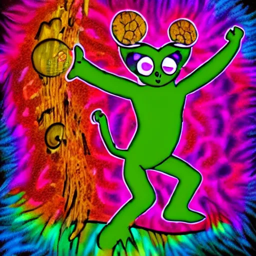 Prompt: a dancing bush baby in psychedelic style
