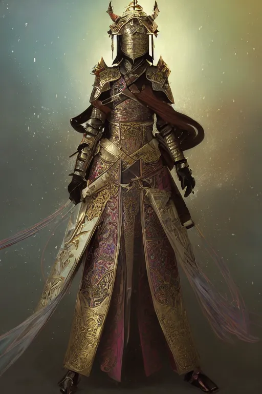 Image similar to beautiful and divine and holy and elite and colorlpunk young three kingdom chinese female armor knight portrait +shinnyy eyes+front face with light flowing hair, ultradetail face, art and illustration by tian zi and craig mullins and WLOP and alphonse mucha, fantasy, intricate complexity, human structure, human anatomy, fantasy character concept, watermark, blurry, hyperrealism 8k