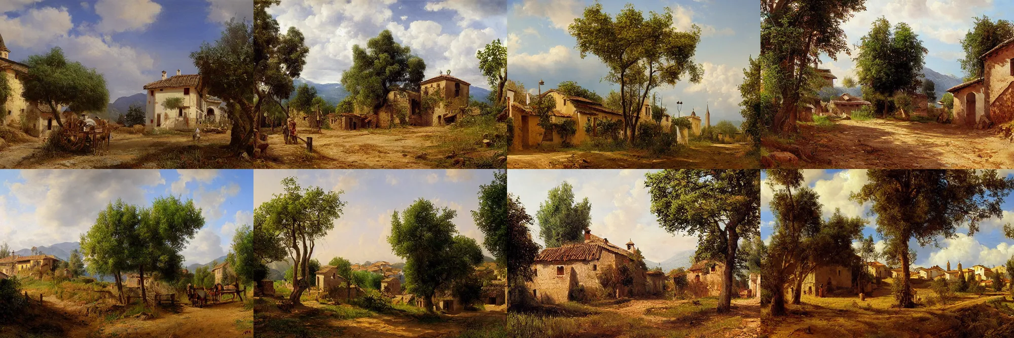 Prompt: A beautiful painting of rural Spanish village by Ivan Shishkin, matte painting