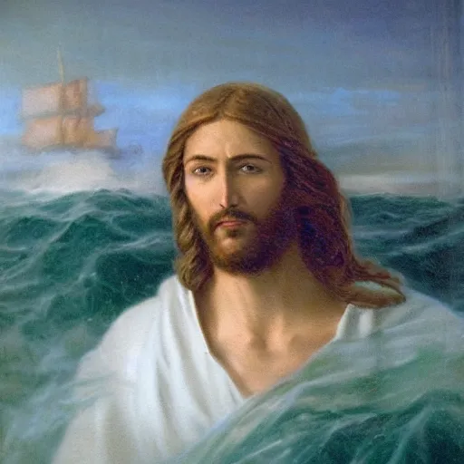 Prompt: Jesus Christ parting the seas