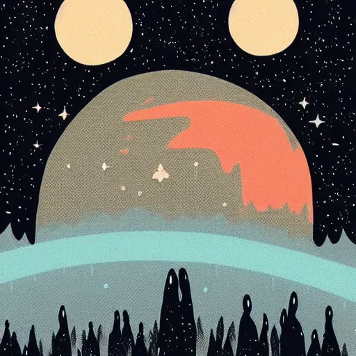 Image similar to ilya kuvshinov, mcbess illustration of an amazing meteor shower