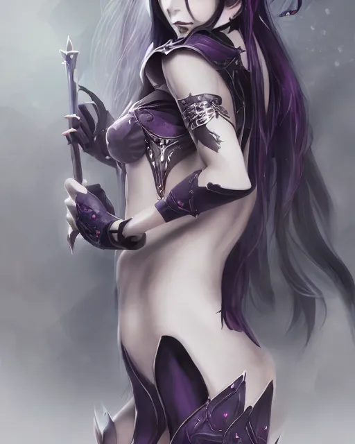 Image similar to elven dark elf girl, in the style of sumihei, tokyo ravens style, dynamic lighting, fantasy concept art, trending on art station, stunning visuals, ultra detailed