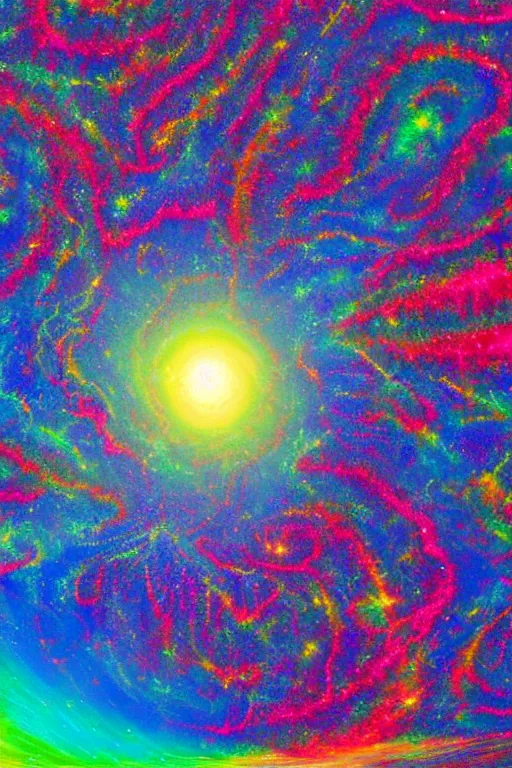 Prompt: 2 5 - year - space shown as a psychedelic odyssey