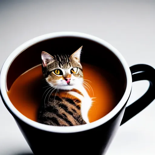 Image similar to a cup full of cats, a cat inside of a mug, high definition, beautiful award winning photography, 8 k.