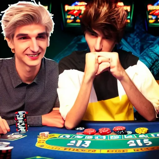 Image similar to handsome xqc gambling : : realistic : : 1 dslr : : 1 - - quality 2