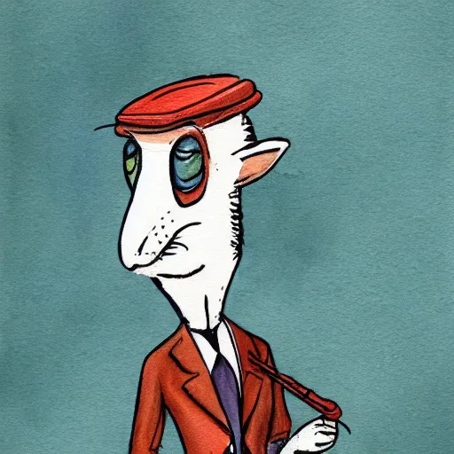 Prompt: A weasel lawyer, watercolor style