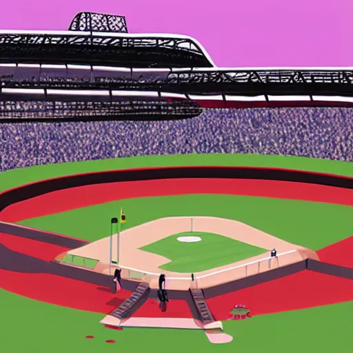 Image similar to baseball tidal wave over baseball park, concept art, by Takumi Park, dreamlike