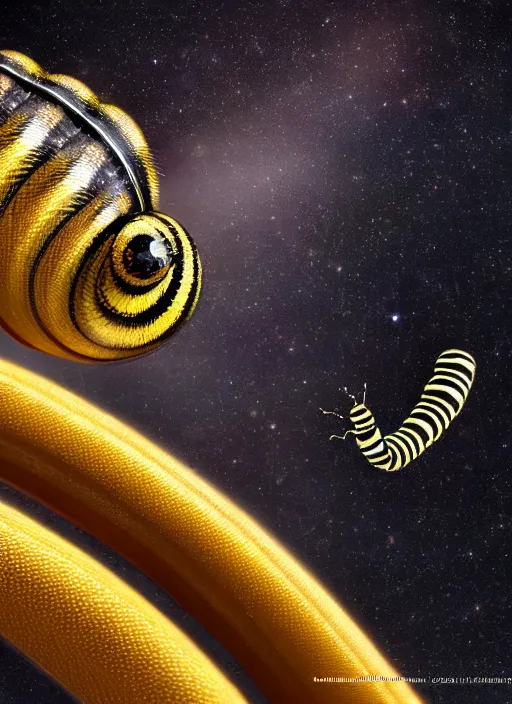 Image similar to caterpillar jumping on a star, realistic, sharp focus, 8 k high definition, concept art, insanely detailed, intricate, elegant