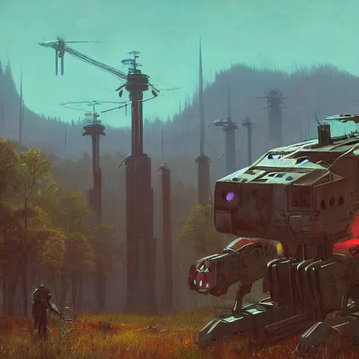 Image similar to atlas mech of mechwarrior by Simon Stålenhag, photorealistic