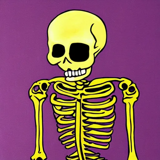 Prompt: A painting of a skeleton with a sword inside the skull by Pendleton Ward