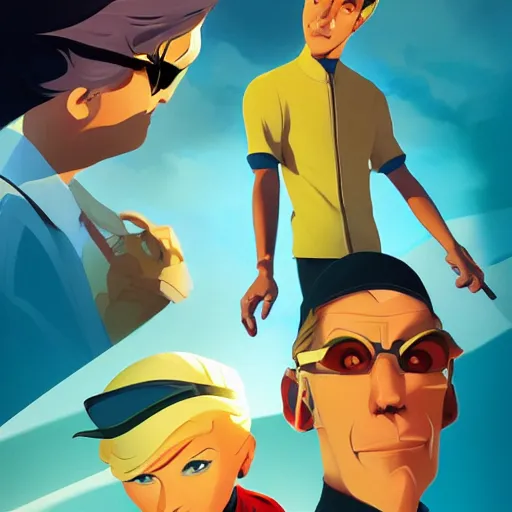 Image similar to face icon stylized minimalist the new adventures of johnny quest, loftis, cory behance hd by jesper ejsing, by rhads, makoto shinkai and lois van baarle, ilya kuvshinov, rossdraws global illumination