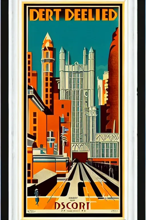 Image similar to art deco travel poster. windsor ontario, framed poster