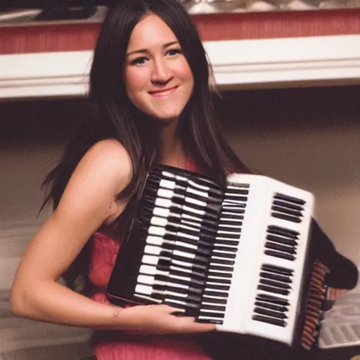 Image similar to Vanessa Carlton playing the accordion