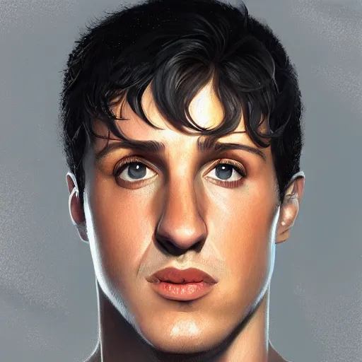 Image similar to portrait of young sylvester stallone by charlie bowater