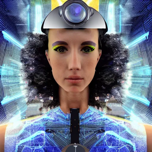 Image similar to a techno - spirit futurist cyborg deva, future perfect, award winning digital art