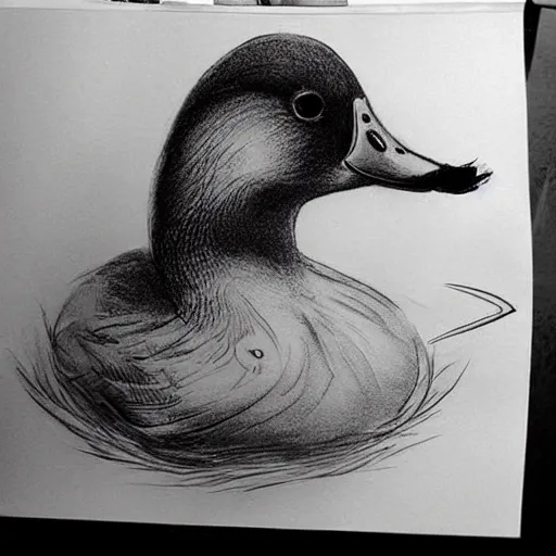 Image similar to realism tattoo design sketch of a duck, in the style of Da Ink