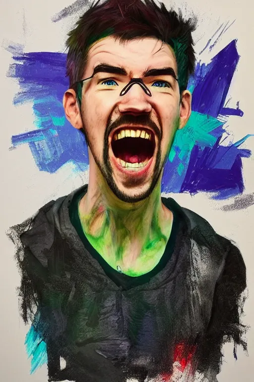 Image similar to Sean McLoughlin, jacksepticeye, irish youtuber, solo portrait, yelling really loud 🎨🖌️