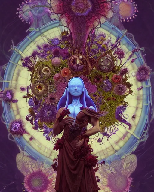 Image similar to the platonic ideal of flowers, rotting, insects and praying of cletus kasady carnage thanos dementor wild hunt doctor manhattan chtulu mandelbulb mandala ponyo spirited away bioshock davinci, d & d, fantasy, ego death, decay, dmt, mdma, art by artgerm and greg rutkowski and alphonse mucha