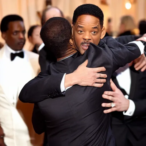 Prompt: will smith hugs chris rock at the oscars