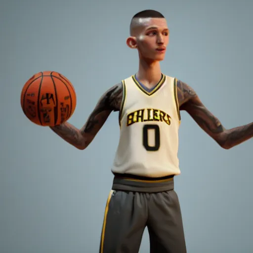 Prompt: skinny white rapper basketball player of with a beautiful and detailed, rendered as an unreal engine 5 video game, cinema 4 d, octane render, detailed, brawl stars, cinematographic, artstation greg rutkowski, full colors hd