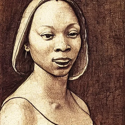 Image similar to of leonardo davinci sketching studies of nina simone