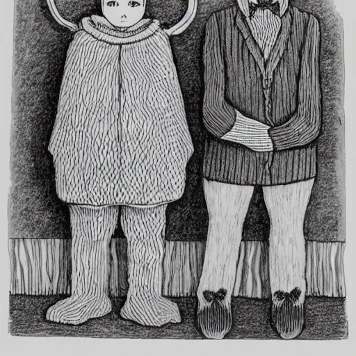 Prompt: hand - drawn children's picture book by edward gorey