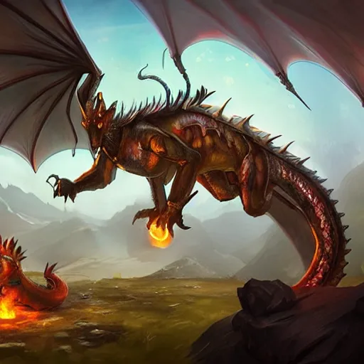 Image similar to Coherent & Accurate & Well shaped : magical dragon, epic fantasy style, in the style of Greg Rutkowski, hearthstone artwork