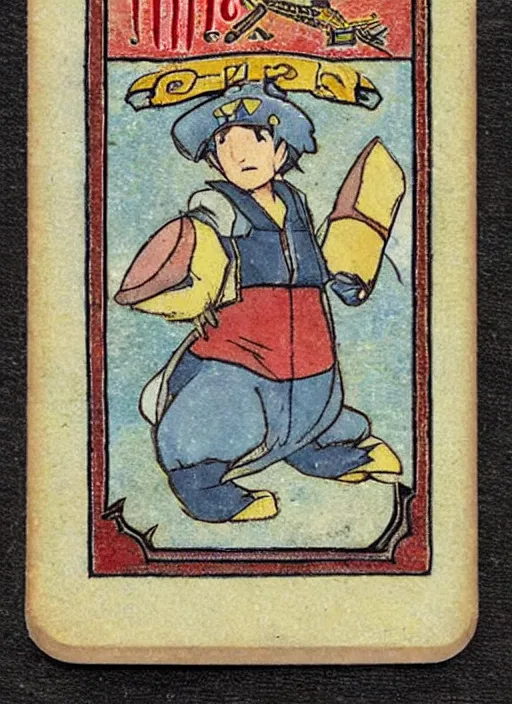 Image similar to a pokemon card from the 1 1 th century