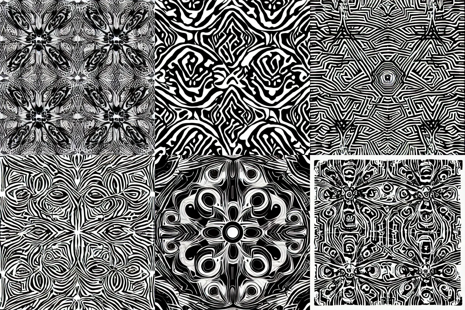 Prompt: psychedelic black and white design
