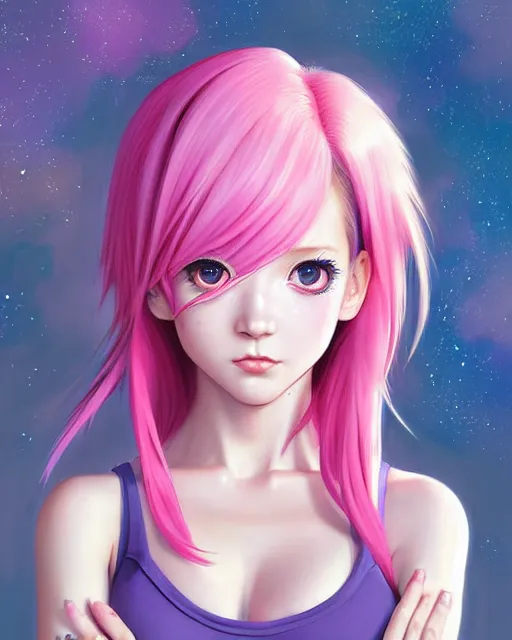 Prompt: portrait Anime pink haired space cadet girl Anna Lee Fisher anime cute-fine-face, pretty face, realistic shaded Perfect face, fine details. Anime. realistic shaded lighting by Ilya Kuvshinov Giuseppe Dangelico Pino and Michael Garmash and Rob Rey, IAMAG premiere, aaaa achievement collection, elegant freckles, fabulous, daily deviation, annual award winner