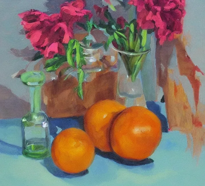 Prompt: a beautiful still life painting by a second-year art student; extraordinary masterpiece!!!!!