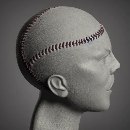 Prompt: Head that looks like a baseball, 8k