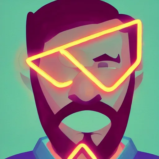 Image similar to Old mathematician with a beard holding a neon triangle in his hand , digital painting , digital art , artstation , devian art , HD , 4k