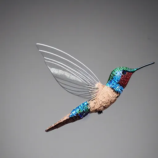 Prompt: hummingbird crystal, studio photograph