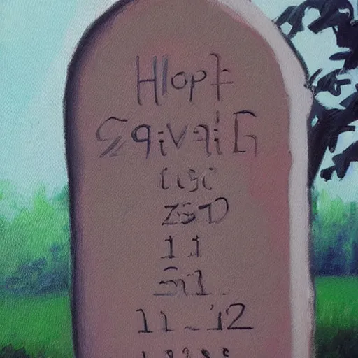 Prompt: a painting of a gravestone in the style of hip hop.