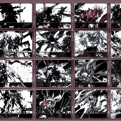 Prompt: character select screen of a cyberpunk blame! anime fighting game by tsutomu nihei