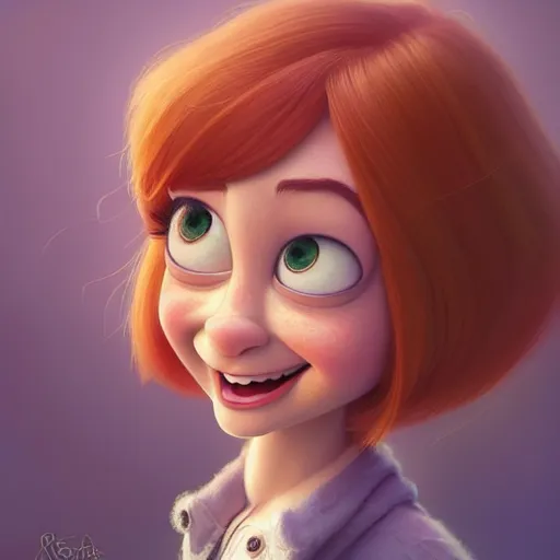 Prompt: portrait of a cartoon emma stone smiling, medium shot, zootopia, fantasy, intricate, cinematic lighting, digital painting, artstation, concept art, smooth, sharp focus, pixar zootopia illustration, art by artgerm and greg rutkowski and disney, detailed textures, award winning portrait studio lighting by jessica rossier and brian froud and gaston bussiere