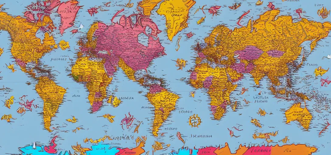 Image similar to accurate world map made of candy