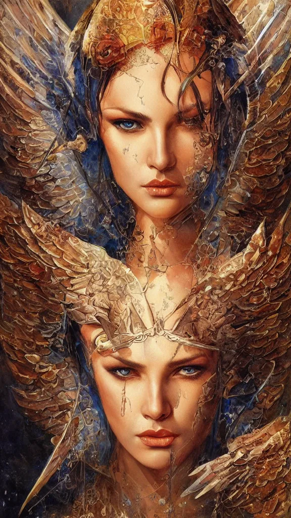 Prompt: a beautiful young medieval warrior, by karol bak, fine art, watercolor, technicolor, angelic