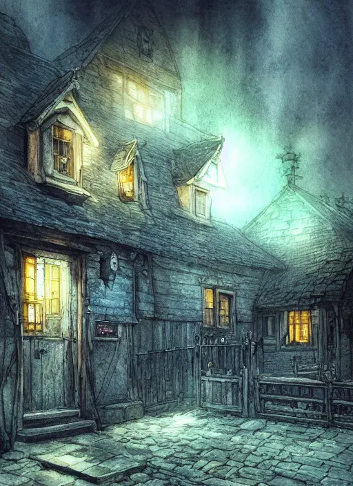 Prompt: portrait, The Haint Blue Cottage, watercolor, dramatic lighting, cinematic, establishing shot, extremely high detail, foto realistic, cinematic lighting, pen and ink, intricate line drawings, by Yoshitaka Amano, Ruan Jia, Kentaro Miura, Artgerm, post processed, concept art, artstation, matte painting, style by eddie mendoza, raphael lacoste, alex ross