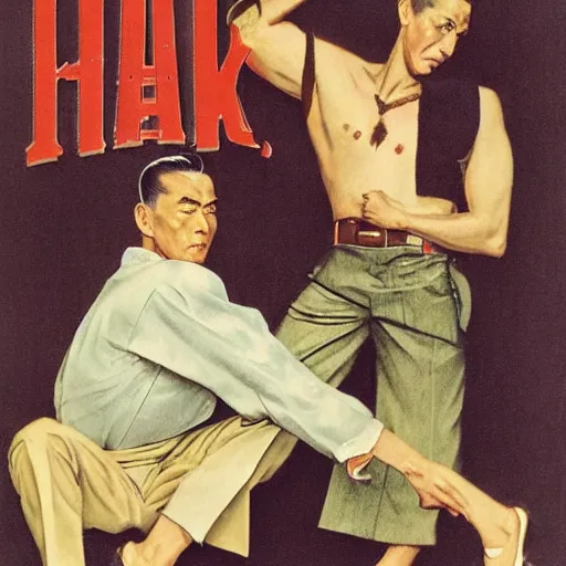 Prompt: 1 9 5 0's yakuza, retro americana, norman rockwell