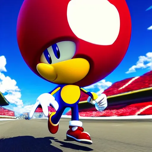 Image similar to eggman from sonic running fast, gorgeous, studio, dynamic lighting, 8k wide angle