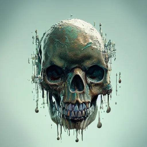 Image similar to portrait_of_a_melting_skull._intricate_abstract._intricate_artwork._by_Tooth_Wu_wlop_beeple_dan_mumford._octane_render_trending_on_artstat