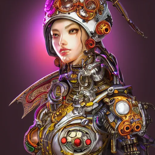 Prompt: studio portrait of legit kind colorful female divine mech paladin mechanicum absurdly beautiful, elegant, young sexy elegant woman, super fine surreal detailed face illustration by kim jung gi, iraq nadar, intricate lines, clear focus, vivid colors, matte, octopath voyager, final fantasy, unreal engine highly rendered, global illumination, radiant light, intricate environment - n 9