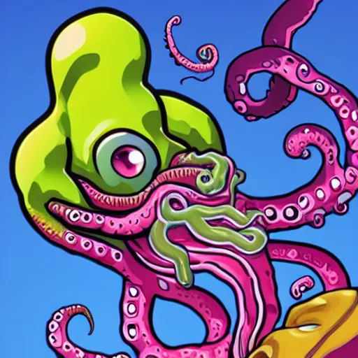 Prompt: an iphone emoji of a tentacle beast