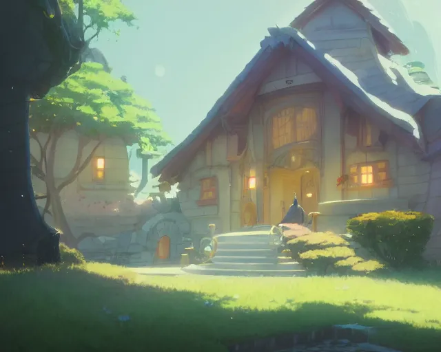 Prompt: fantasy house, cory loftis, james gilleard, atey ghailan, makoto shinkai, goro fujita, studio ghibli, rim light, exquisite lighting, clear focus, very coherent, plain background, soft painting